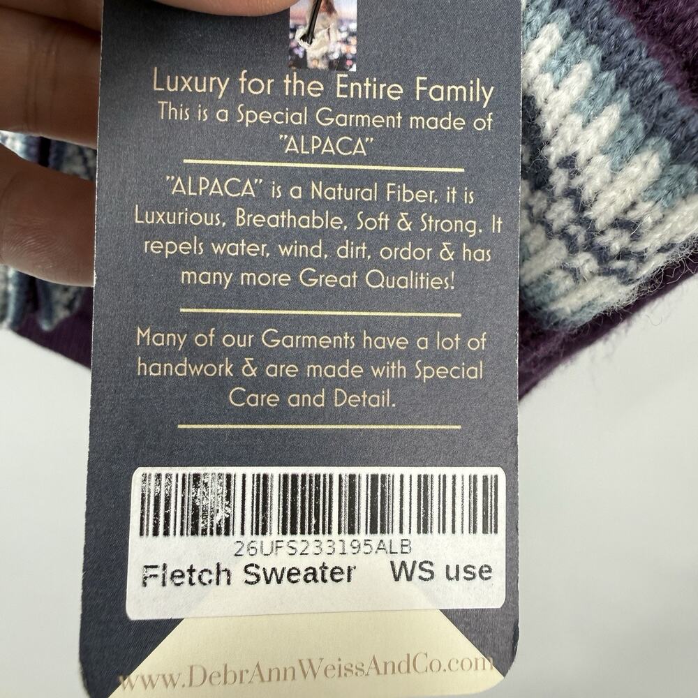 DebrAnn Weiss Alpaca Hooded Zip Cardigan Women L Fletch Purple Fashion Forum NWT - Picture 8 of 11